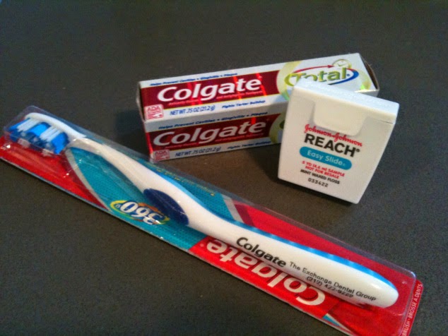 toothbrush toothpaste floss