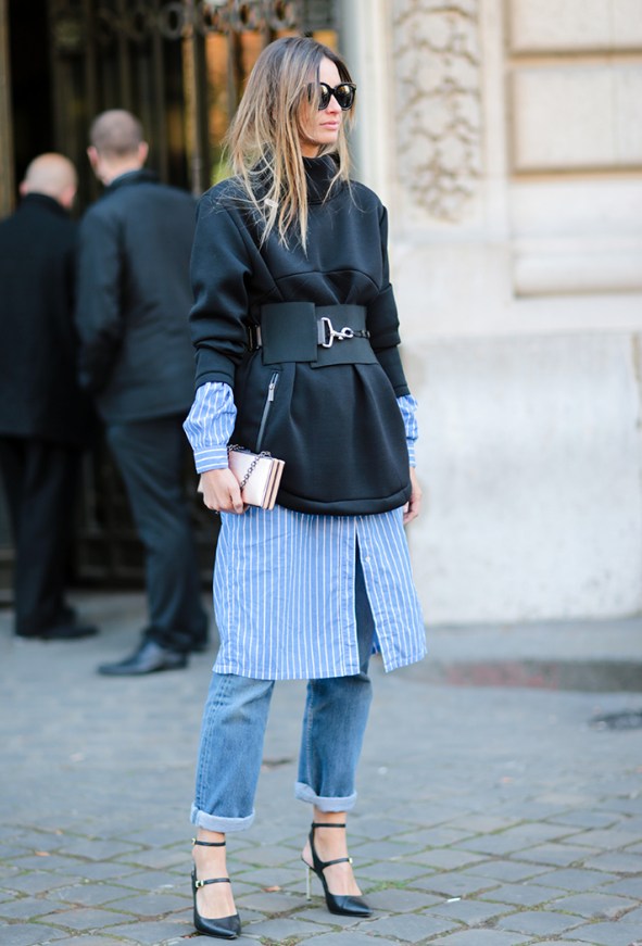 Coat with statement belt