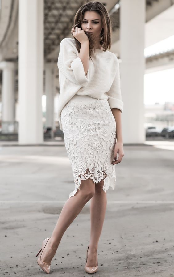 sweater with lace skirt 1